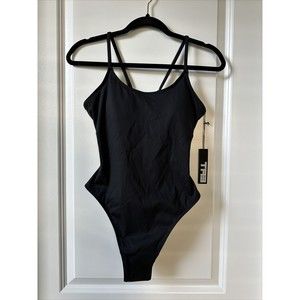 TA3 LACEY Black Mega Sculpting One Piece Swim Suit Medium Short NWT